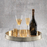 Zodax ROUND ANTIQUE GOLD AND SILVER SERVING TRAY