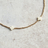eNewton Design SIGNATURE CROSS PATTERN BEAD CHOKER 2mm Off White 15