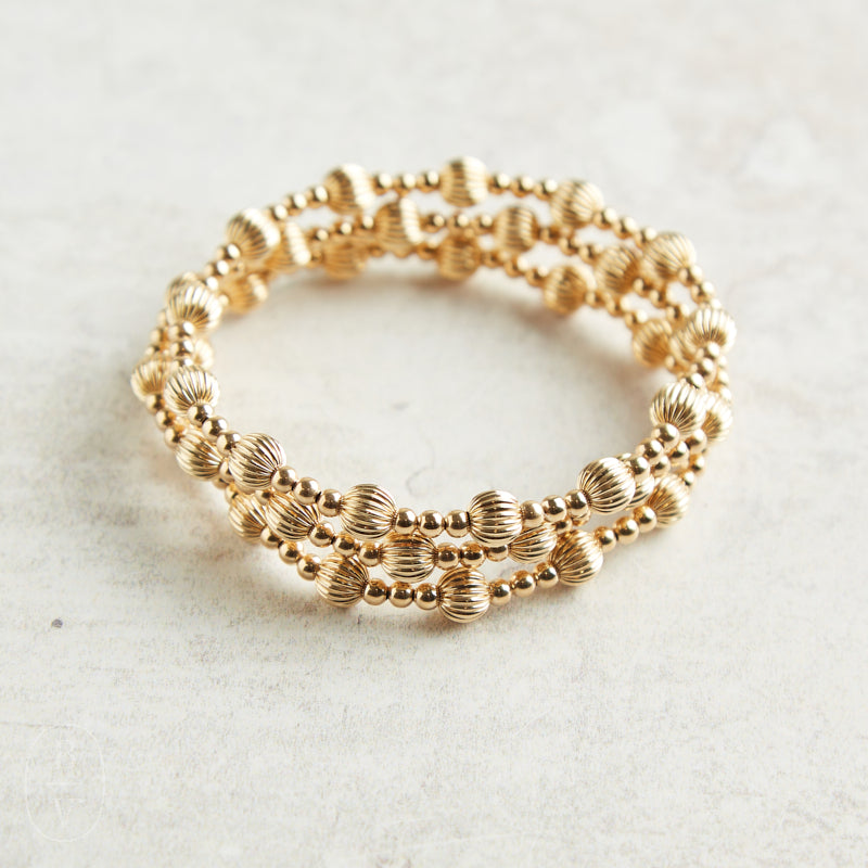 eNewton Design DIGNITY SINCERITY PATTERN BEAD BRACELET Gold 6mm
