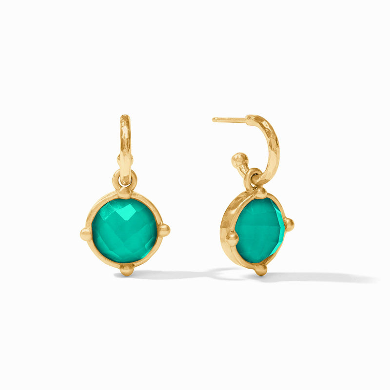Julie Vos HONEYBEE HOOP & CHARM EARRINGS Iridescent Emerald Green
