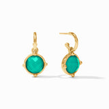 Julie Vos HONEYBEE HOOP & CHARM EARRINGS Iridescent Emerald Green