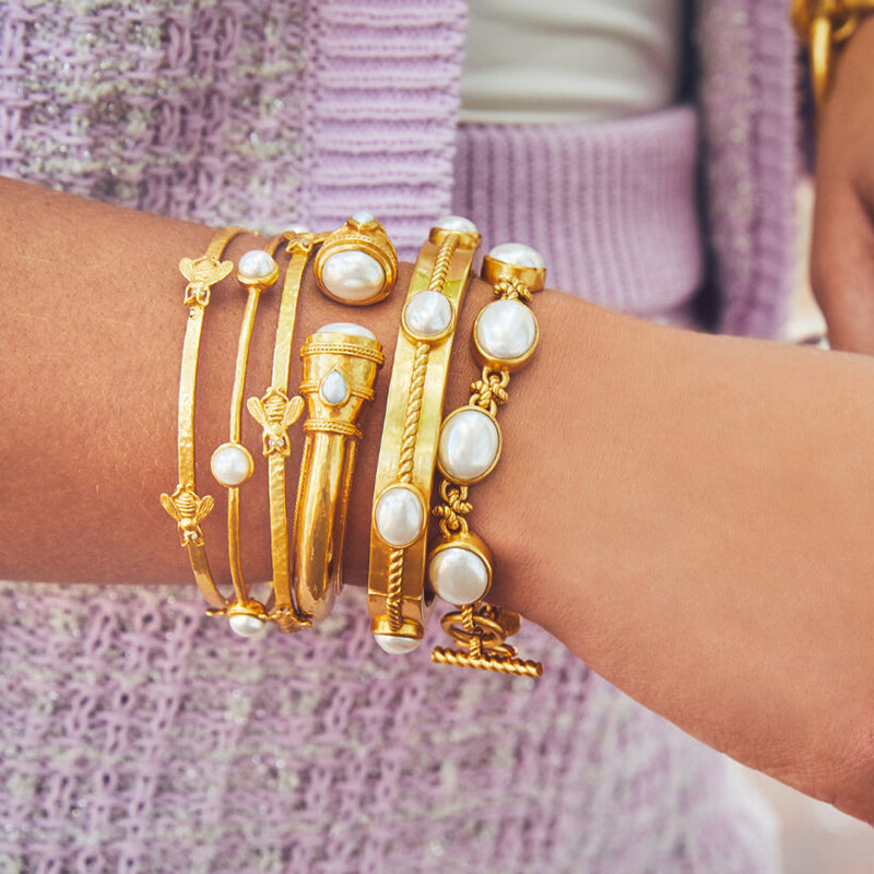 Julie Vos NASSAU STONE HINGE BANGLE BRACELET