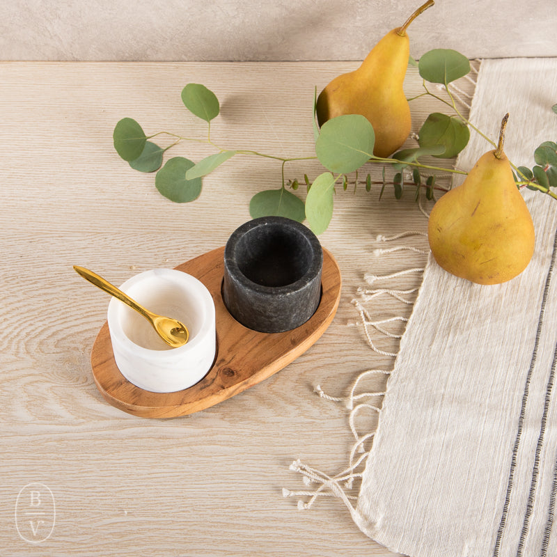 Creative Co-op MARBLE BOWL MANGO WOOD TRAY