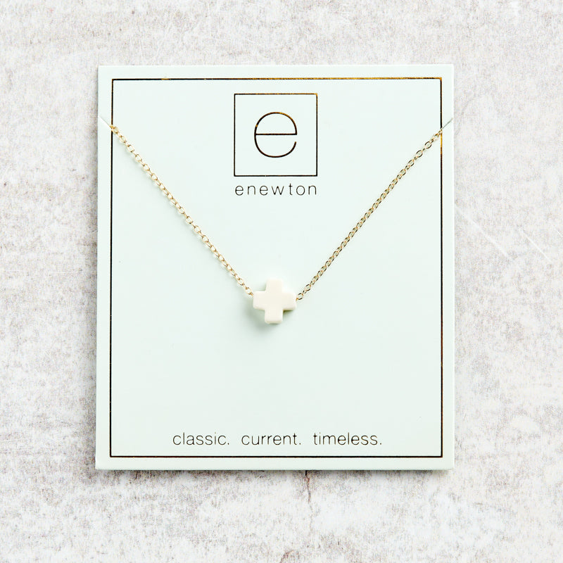 eNewton Design SIGNATURE CROSS NECKLACE Off White 16