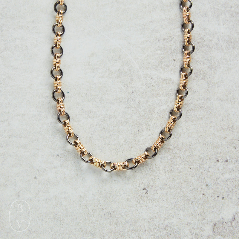 CV Designs GUNMETAL/GOLD SMALL LINKS NECKLACE - CVNGMGS