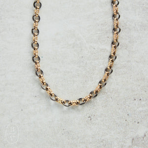 CV Designs GUNMETAL/GOLD SMALL LINKS NECKLACE - CVNGMGS