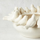 Creative Co-op STONEWARE BOWL BIRDS ON RIM