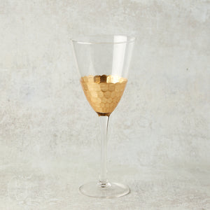 Zodax FEZ CUT RED WINE GLASS Gold Leaf
