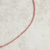 Elyssa Bass Designs GOLD ACCENT SMALL BEAD NECKLACE Pink Tourmaline