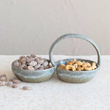 Creative Co-op STONEWARE DOUBLE BOWL WITH HANDLE