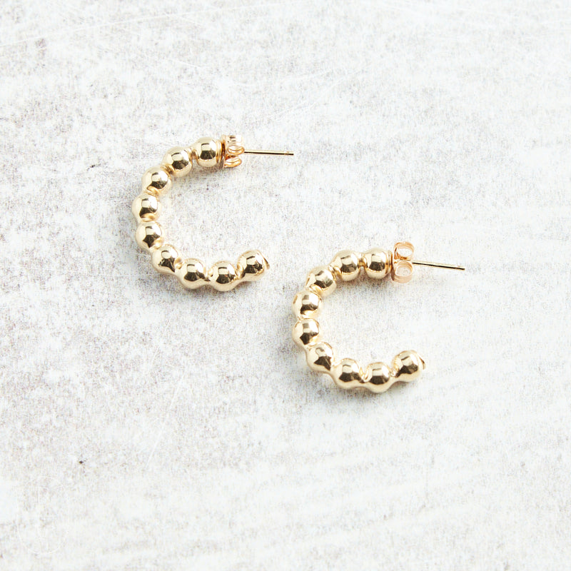 eNewton Design CLASSIC BEADED POST HOOP EARRINGS Gold 4mm 1