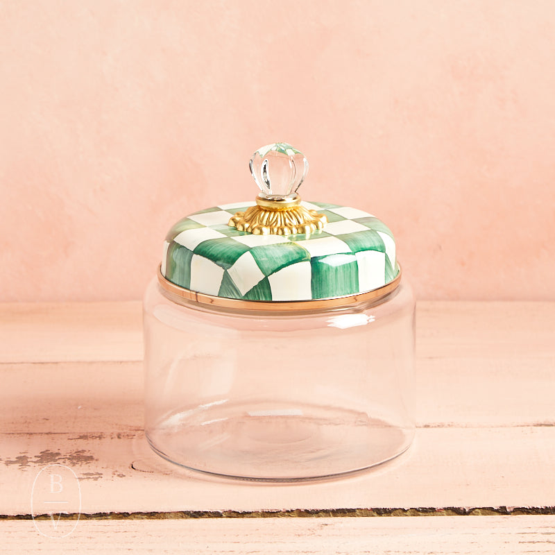 MacKenzie-Childs KITCHEN CANISTER Emerald Check Small