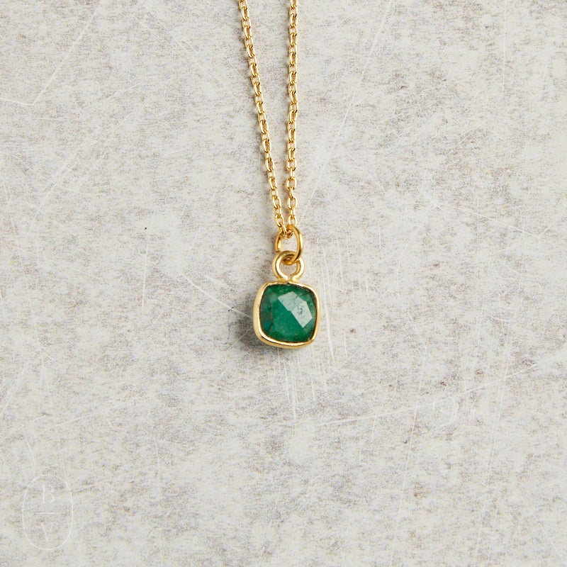 Elyssa Bass Designs TINY SQUARE NECKLACE Emerald