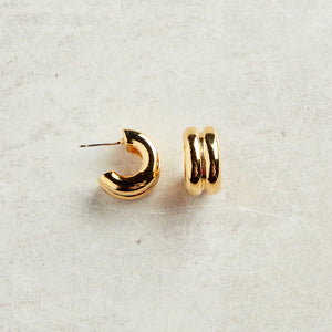 Virtue DOUBLE THICK HOOP STUD EARRINGS Gold