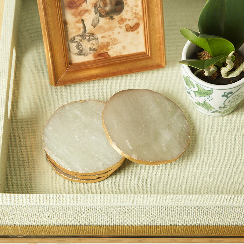 Creative Co-op QUARTZ COASTERS WITH GOLD EDGE SET OF 4