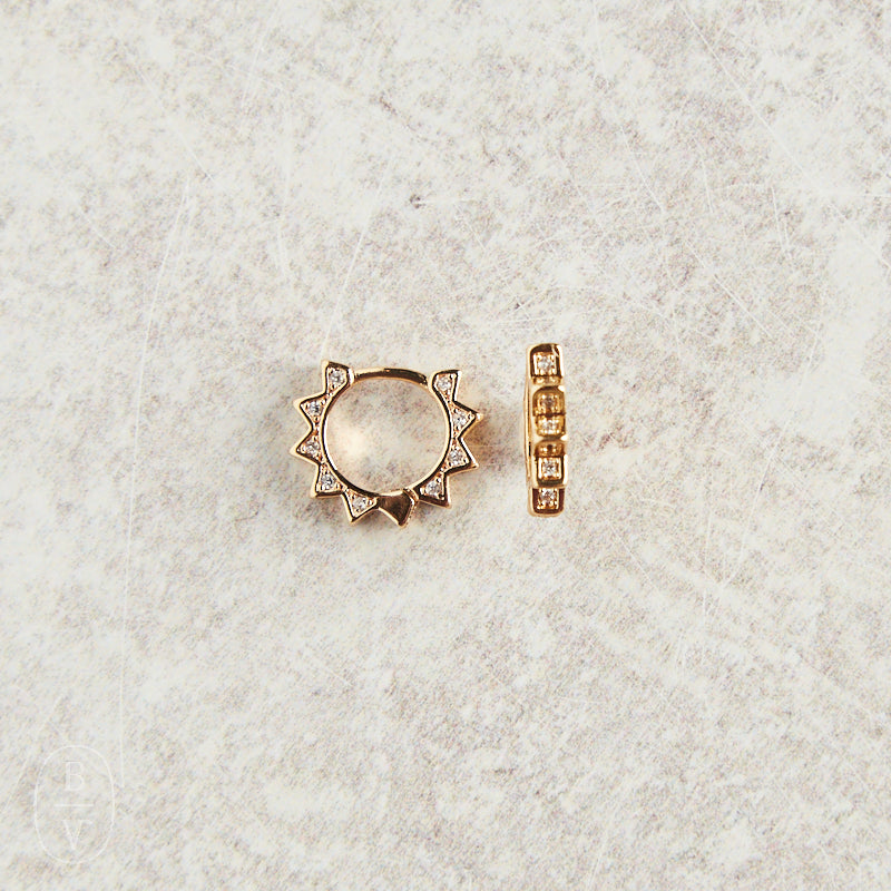 Virtue CZ SUNBURST HINGE EARRINGS Gold