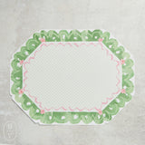 Rosanne Beck GREEN RIBBON BORDER WITH PINK BUDS POSH PLACEMAT PACK