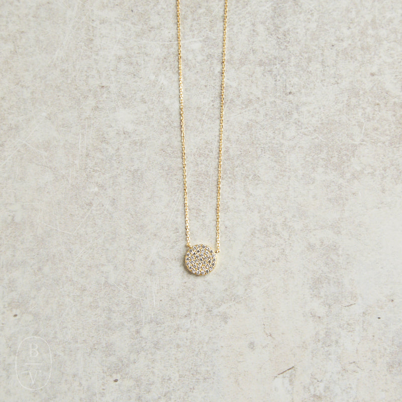 Elyssa Bass Designs PAVE CZ DISC NECKLACE