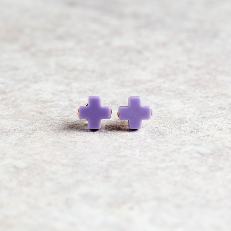 eNewton Design SIGNATURE CROSS STUD Purple