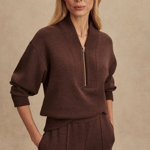 Varley SALLY HALF ZIP SWEAT Coffee Bean Marl