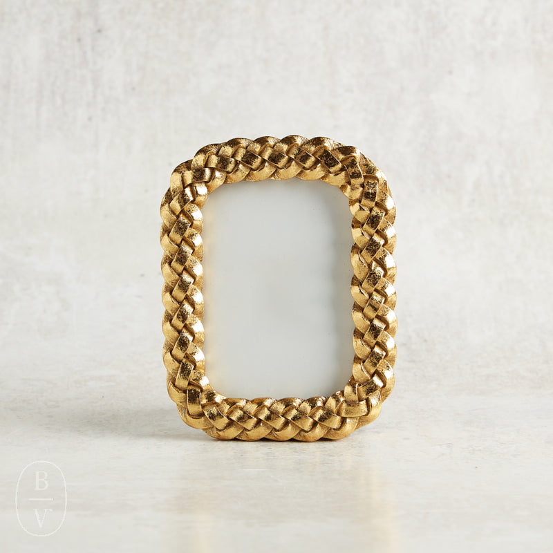 Two's Company BRAIDED FRAME Gold Rectangle