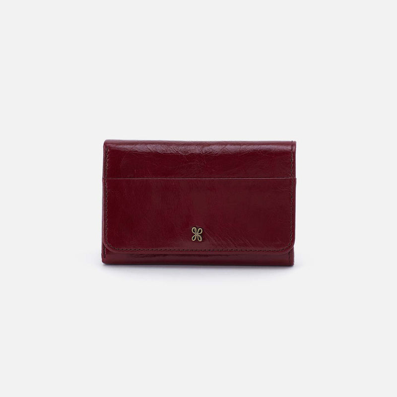 Hobo JILL TRIFOLD WALLET Polished Leather Saddleberry
