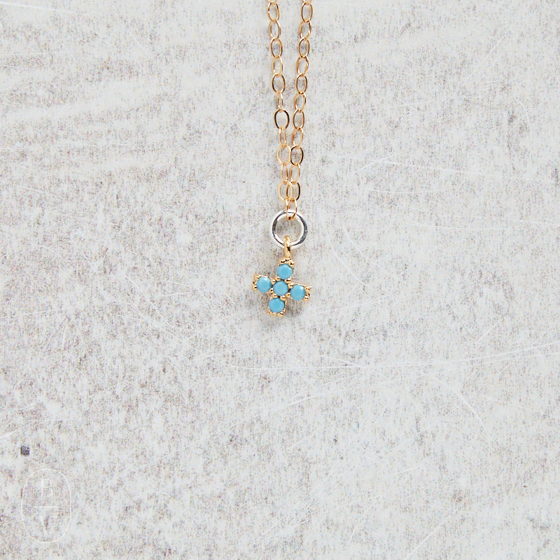 CV Designs BLUE CZ CROSS NECKLACE - CVNTCB