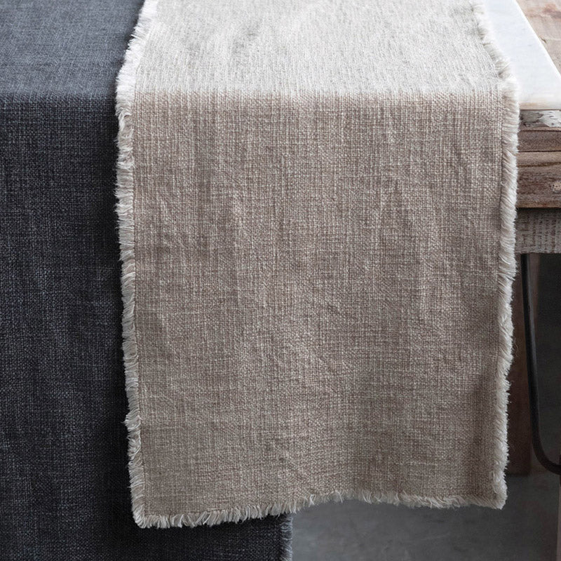 Creative Co-op LINEN BLEND FRAYED EDGE TABLE RUNNER