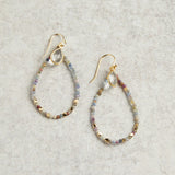 Elyssa Bass Designs BEADED TEARDROP HOOP EARRINGS Rainbow Tourmaline