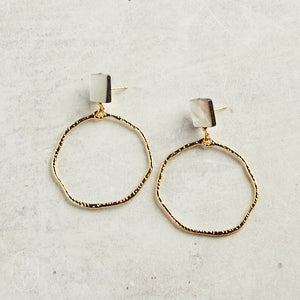 Virtue ABALONE POST BRANCH HOOP EARRINGS Gold