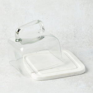 Creative Co-op GLASS CLOCHE WITH MARBLE BASE