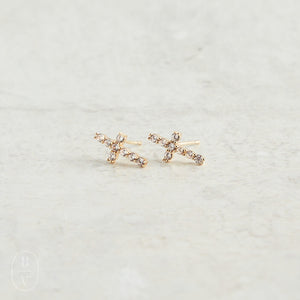 Virtue PAVE CROSS STUD EARRINGS