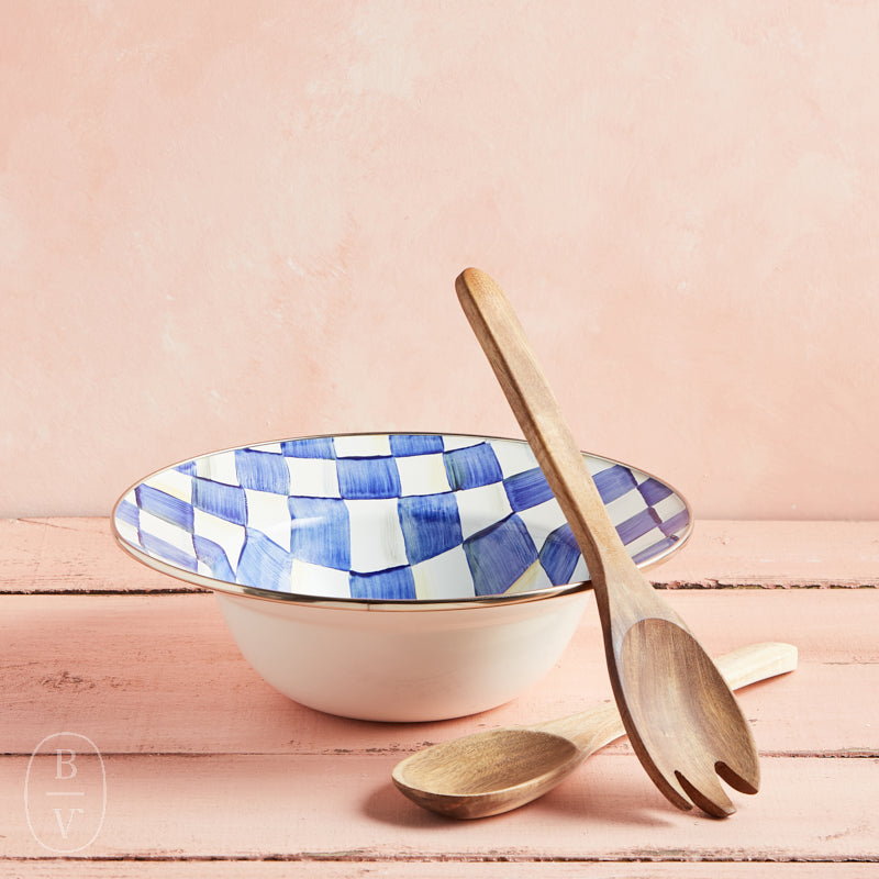 MacKenzie-Childs SALAD SERVING SET Royal Check