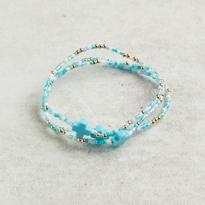 eNewton Design EGIRL HOPE UNWRITTEN SIGNATURE CROSS BRACELET SPRING 5.5" Man I Teal Like a Woman