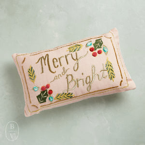 Creative Co-op MERRY AND BRIGHT COTTON SLUB LUMBAR PILLOW