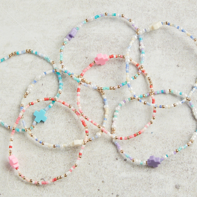 eNewton Design EGIRL HOPE UNWRITTEN SIGNATURE CROSS BRACELET SPRING 5.5"