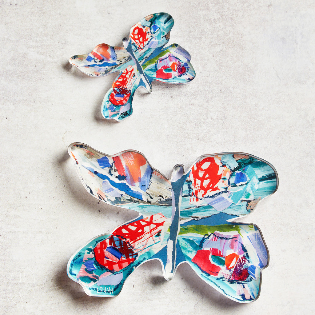 Lauren Dunn ACRYLIC BUTTERFLY BLOCK Orange and Blue