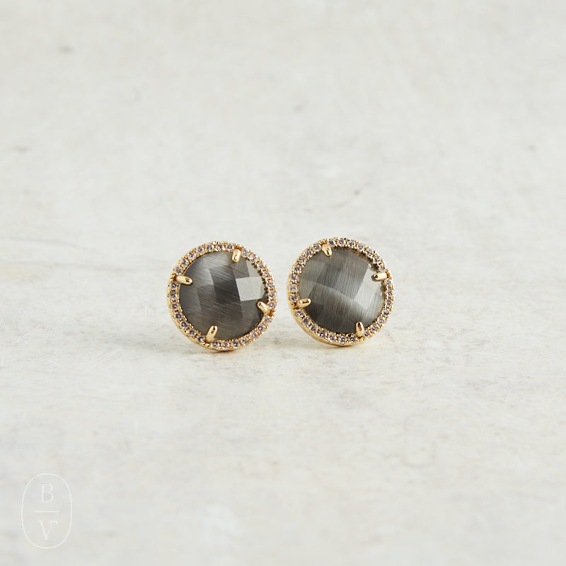 Virtue GEMSTONE STUD EARRINGS Charcoal