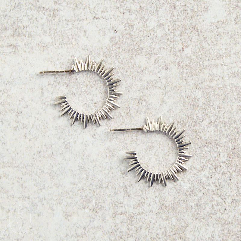 Virtue STARBURST HOOP STUD EARRINGS Silver Small