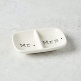 Creative Co-op CERAMIC TWO SECTION MR MRS DISH