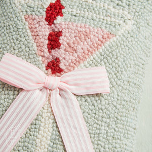 Peking Handicraft GINGHAM BOW MARTINI GLASS PILLOW