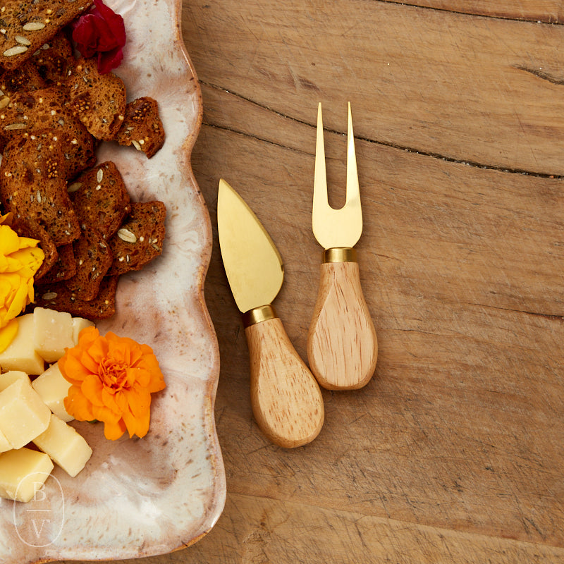 Bloomingville OAK WOOD HANDLE CHEESE UTENSIL SET OF 3
