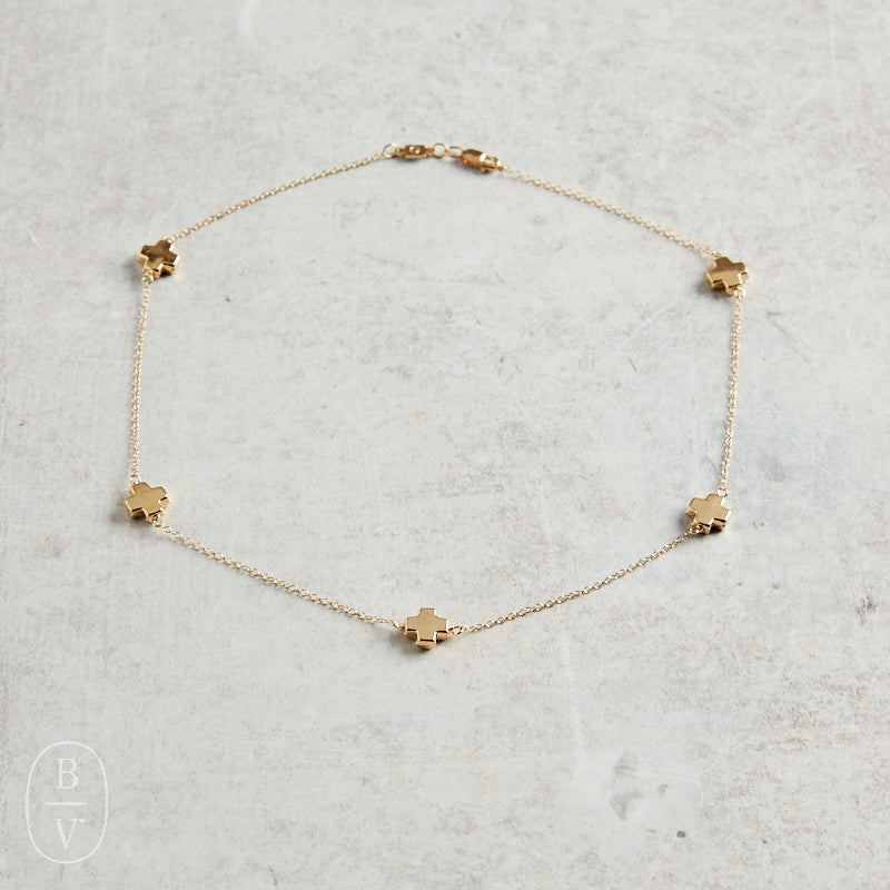 eNewton Design SIMPLICITY CHAIN GOLD SIGNATURE CROSS CHOKER