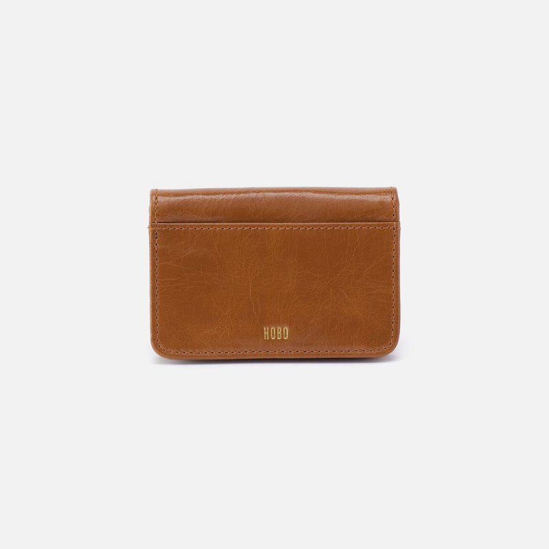 Hobo JILL FLAP CARD CASE Polished Leather Truffle