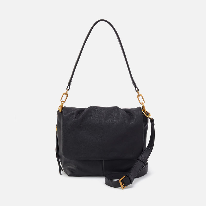 Hobo HARLEY CONVERTIBLE SHOULDER BAG Pebbled Leather Black