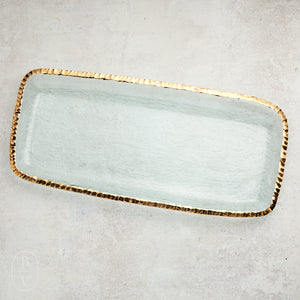 Annieglass EDGEY BANQUET RECTANGULAR TRAY Gold