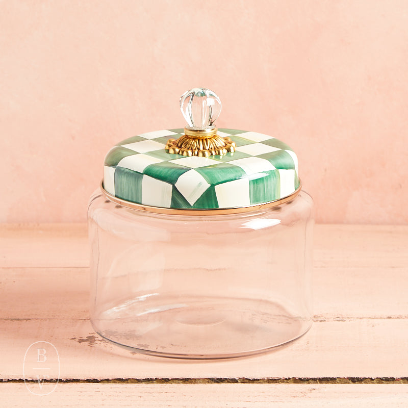 MacKenzie-Childs KITCHEN CANISTER Emerald Check Medium