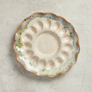 Etta B Pottery HANDCRAFTED EGG PLATTER Botanical