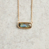 Elyssa Bass Designs RECTANGLE BAR NECKLACE Labradorite