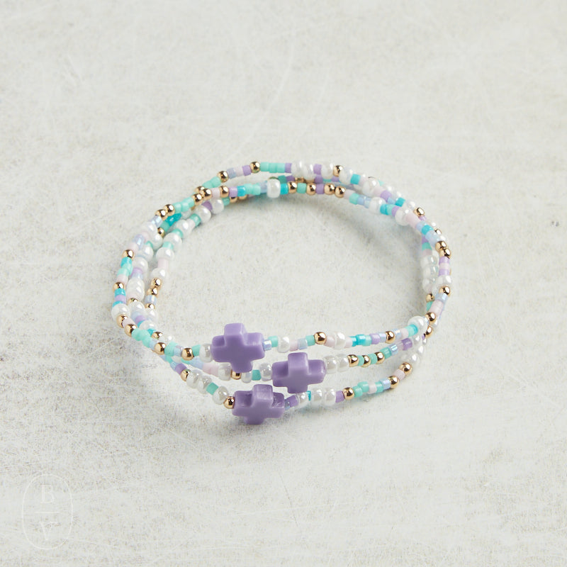 eNewton Design EGIRL HOPE UNWRITTEN SIGNATURE CROSS BRACELET SPRING 5.5" How Do You Lilac Me Now?